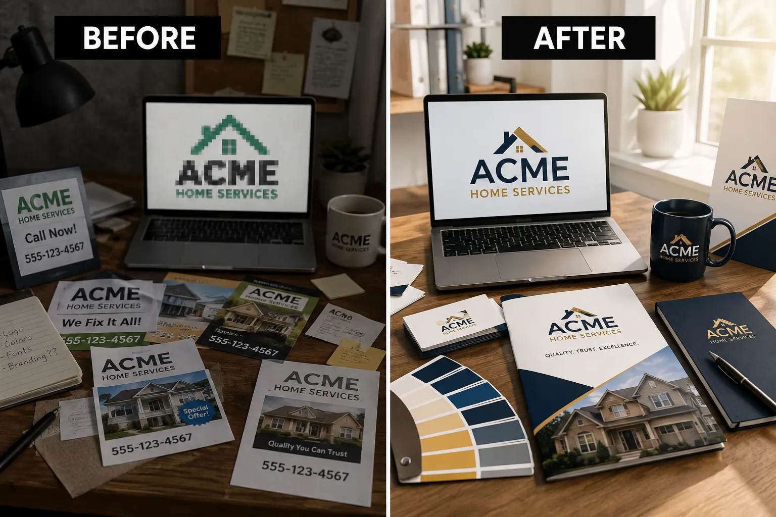 Professional startup branding design brief and visual identity assets